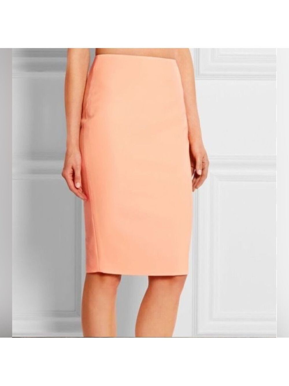 Elizabeth and James Mango Coral lined split slit Pencil Skirt size 0